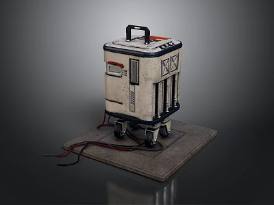 Portable Household Appliance With Wheels Control Panel Cables And Stable Platform Base 3d model