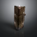 Tall Stacked Architectural Model With Layered Wooden Structure And Textured Surface