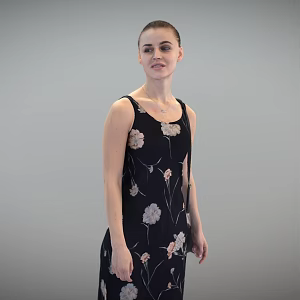Women figure dress floral dress 3d model
