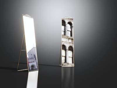 Modern Floor Mirrors With Metal Frames Reflecting Building Facade And Windows 3d model