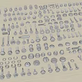 Various Metal Fasteners Including Screws Bolts Nuts And Washers Displayed