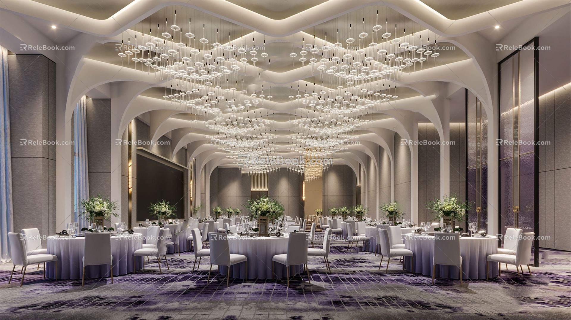 Modern Ballroom Hotel Ballroom 3d model