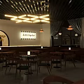 Modern Bar Interior Design With Wooden Counter Shelves Bottles And Seating