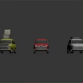 Yellow Red And White Small Classic Cars With Vintage Design And Shiny Exterior