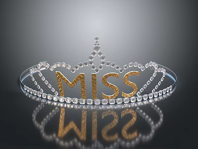 Elegant Miss Lettering Crown Jewelry Adorned With Sparkling Diamonds And Reflection 3d model