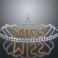 Elegant Miss Lettering Crown Jewelry Adorned With Sparkling Diamonds And Reflection
