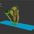 A Woman Doing Forward Bend Exercise On Blue Yoga Mat In Activewear