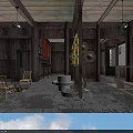 Traditional Chinese Cultural Center Interior With Wooden Furniture Bamboo Crafts And Vintage Decorations