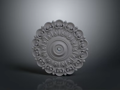 Ornamental Circular Decorative Plate With Intricate Carved Patterns And Grey Finish 3d model
