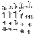 Modern faucet combination frosted wall-mounted faucet floor-standing faucet bathroom toilet hardware faucet small piece combination 3d model