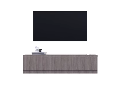 Modern Wooden TV Stand With Flat Screen TV And Decorative Books 3d model