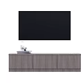 Modern Wooden TV Stand With Flat Screen TV And Decorative Books