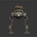 Mechanical Robot Character With Four Legs And Number 42 Design