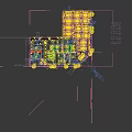 Bird's Eye View of HADEON Brand Interior Layout with Desks Chairs Display Cabinets and Sofa