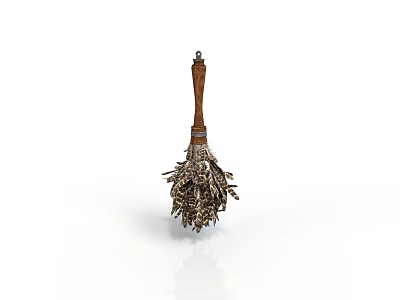 Traditional Handmade Broom As Essential Household Item With Wooden Handle And Natural Bristles 3d model