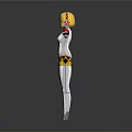 Game Movie Character With Yellow Hair White Yellow Outfit Red Accents 3D Model Design