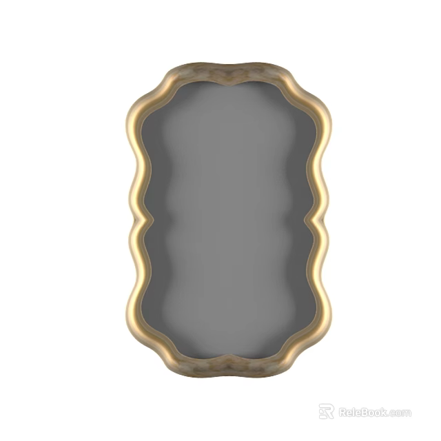 Elegant Scalloped Mirror With Golden Decorative Frame For Home Interior 3d model 