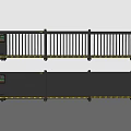 Black Movable Safety Barriers With Yellow Stripes And Control Panel 3d model
