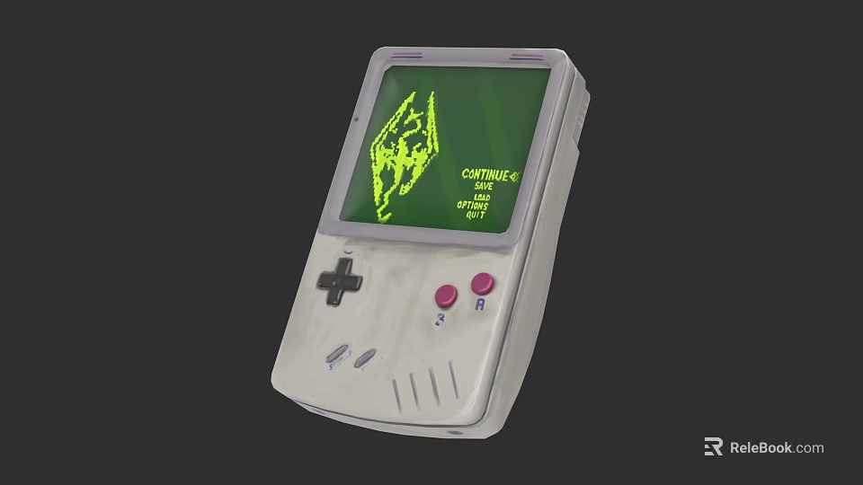 Handheld Entertainment Device Featuring Green Screen Classic Game Display And Pink Buttons 3d model 