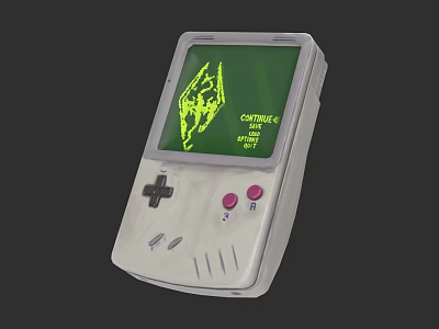 Handheld Entertainment Device Featuring Green Screen Classic Game Display And Pink Buttons 3d model