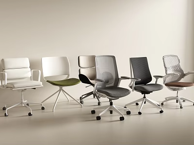 Modern Office Chairs With Multiple Styles Ergonomic Designs And Swivel Bases 3d model