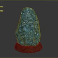 Blue Textured Decorative Crystal Stone Ornament With Wooden Base For Home Decoration