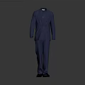 Elegant Blue Formal Suit With Matching Pants And Black Leather Shoes