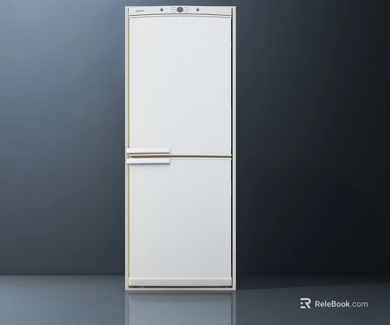 Modern White Double Door Refrigerator with Freezer Sleek Design for Kitchen 3d model