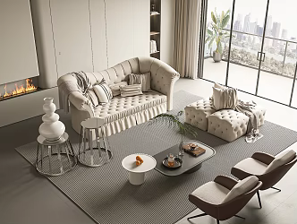 Modern Sofa Coffee Table Seat Ornaments 3d model