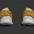 White And Yellow Baby Shoes With Mesh Upper Velcro Straps And 100% Logo