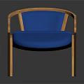 Modern Blue Padded Leisure Chair With Light Wooden Curved Frame Design