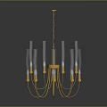 Modern Chandelier Featuring Golden Frame And Glass Tubes Design