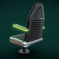 Contemporary Black Office Chair With Striped Backrest Green Illuminated Strips And Tech Inspired Base