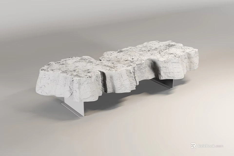 Modern Stool With Unique Irregular Shape Marble Like Texture And Metal Base 3d model