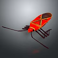 Red and Black Flying Insect With Long Antennae Segmented Body and Vibrant Patterns