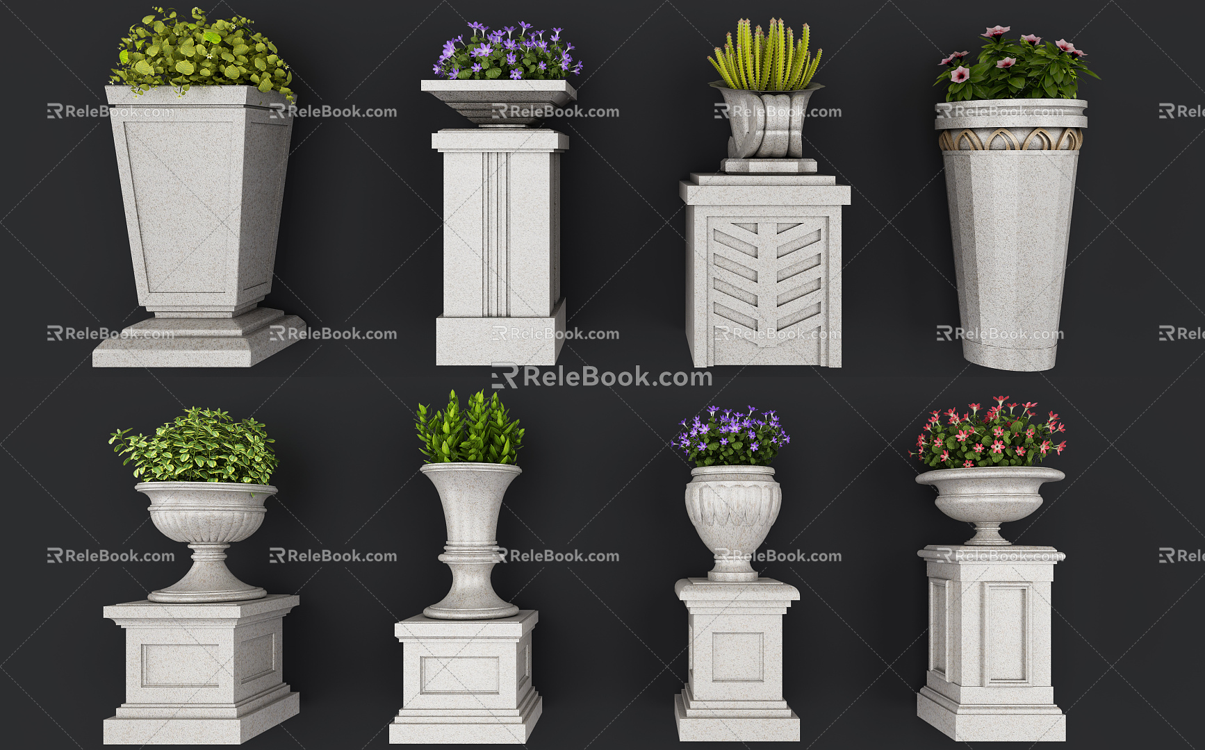 Jane European Flower Bowl Flower Bowl Flower Pot Potted Plant Combination 3d model