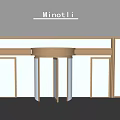 Modern Elegant Revolving Door Entrance With Golden Frame And MinotLi Sign