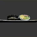Fresh Sliced Sushi Rolls with Vegetables Pink Fish and Yellow Egg on Yellow Plate