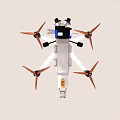 White Drone With Orange Propellers Blue Camera And Lightweight Body Structure
