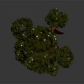 Wooden Tree House Building On Tall Tree With Green Leaves Pink Flowers And Slide