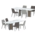 Modern Dining Table And Chairs Set With Marble Top And Multiple Colored Seats Design 3d model
