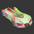 Futuristic White Sports Car With Blue Accents Red Seats And Open Roof Design