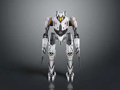 Futuristic Sci Fi Robot Character From Gaming And Movies With Metallic Armor And Mechanical Weapons 3d model