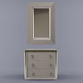 Modern Entryway Side Cabinet With Textured Design Multiple Drawers And Hanging Mirror 3d model