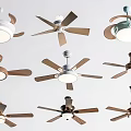 Multiple Styles of Ceiling Air Conditioning Fan Featuring Light and Blades in Different Colors