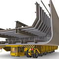 Heavy Duty Yellow Functional Vehicle Trailer Transporting Large Steel Structures