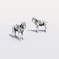 Silver Mechanical Horse Sculptures With Geometric Design And Modern Art Style