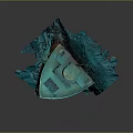 Sunken Shipwreck With Green Hull Cabin And Damaged Underwater Structure