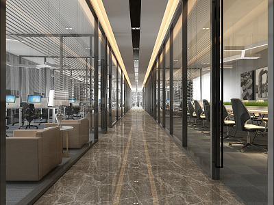 modern aisle office aisle 3d model