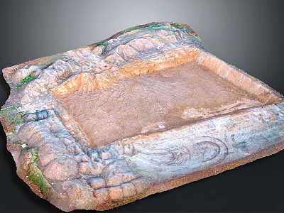 Detailed Terrain Scene Component With Irregular Edges Textured Surface And Colorful Details 3d model